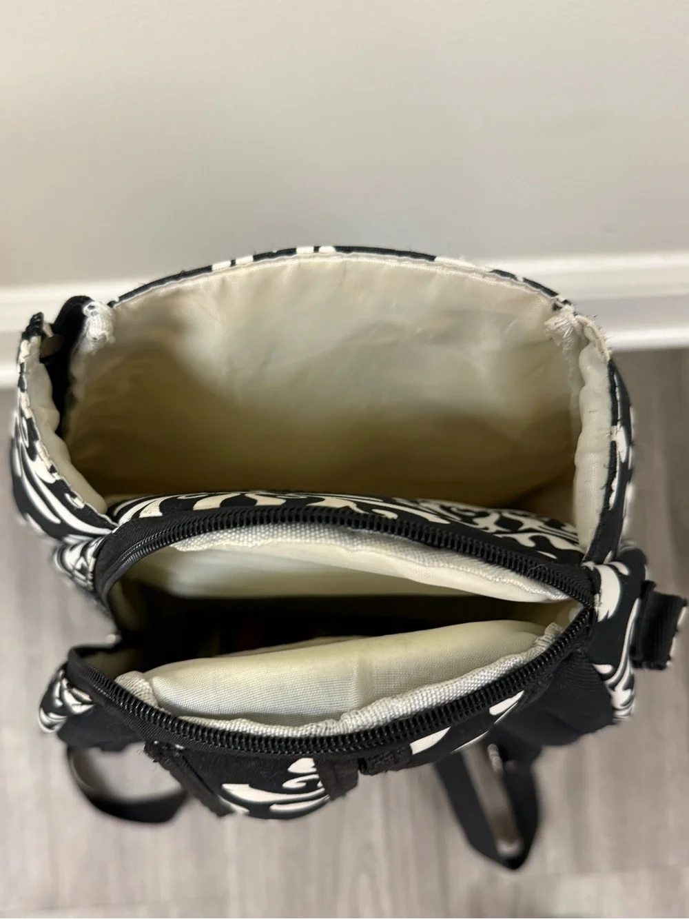 NGIL Black & White Damask Tennis Racquet Backpack Bag